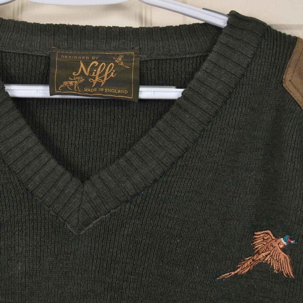 🇬🇧 Niffi Wool V-Neck XL Hunting Sweater Pheasant